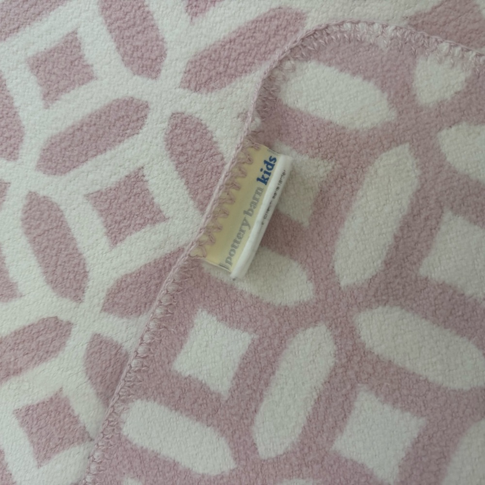 Pottery Barn Kids Pink and White Geometric Baby Blanket